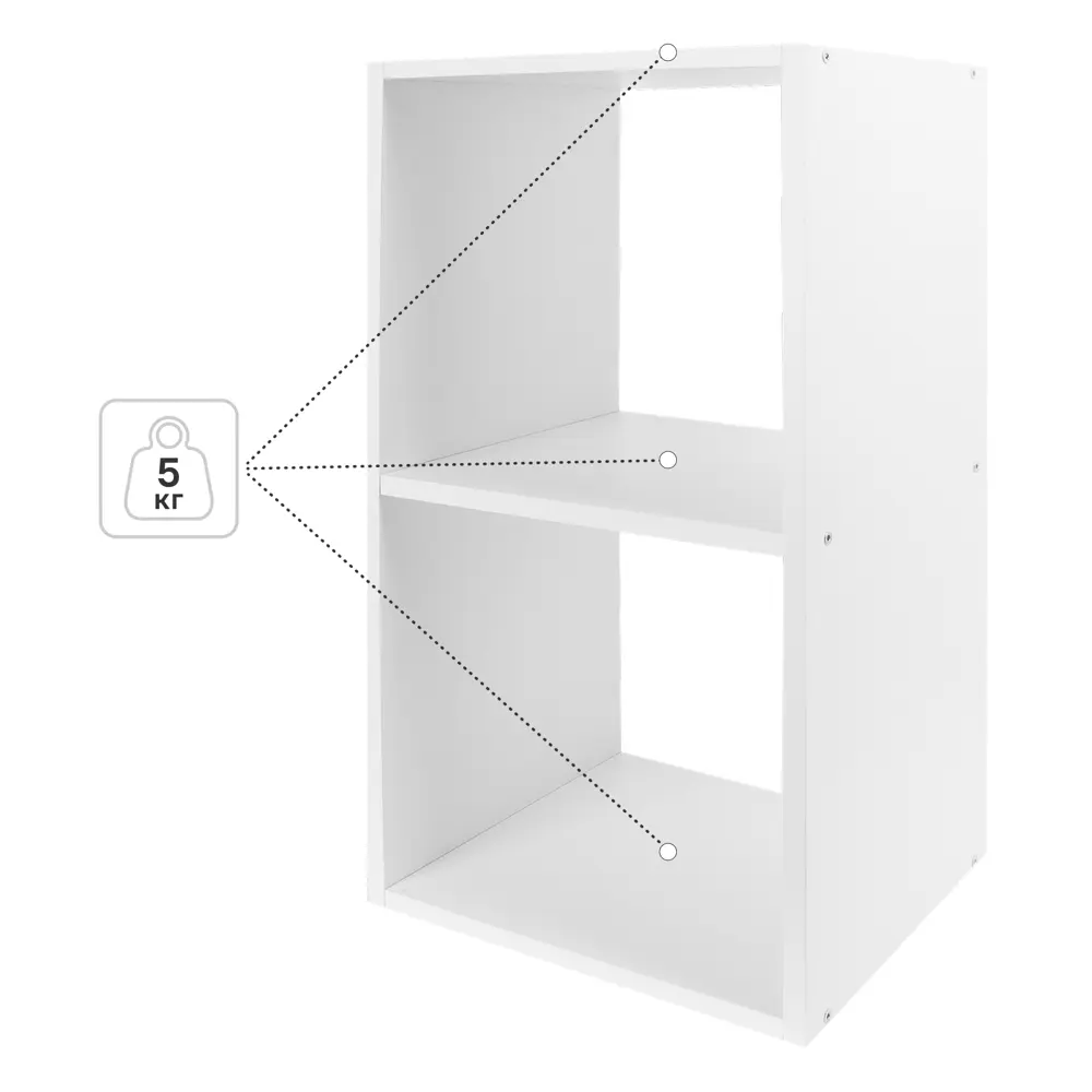 Стеллаж KONSENSA Руан 2 секции 36x70x31.7 см ЛДСП цвет белый STLM-2035003 - Вид №2