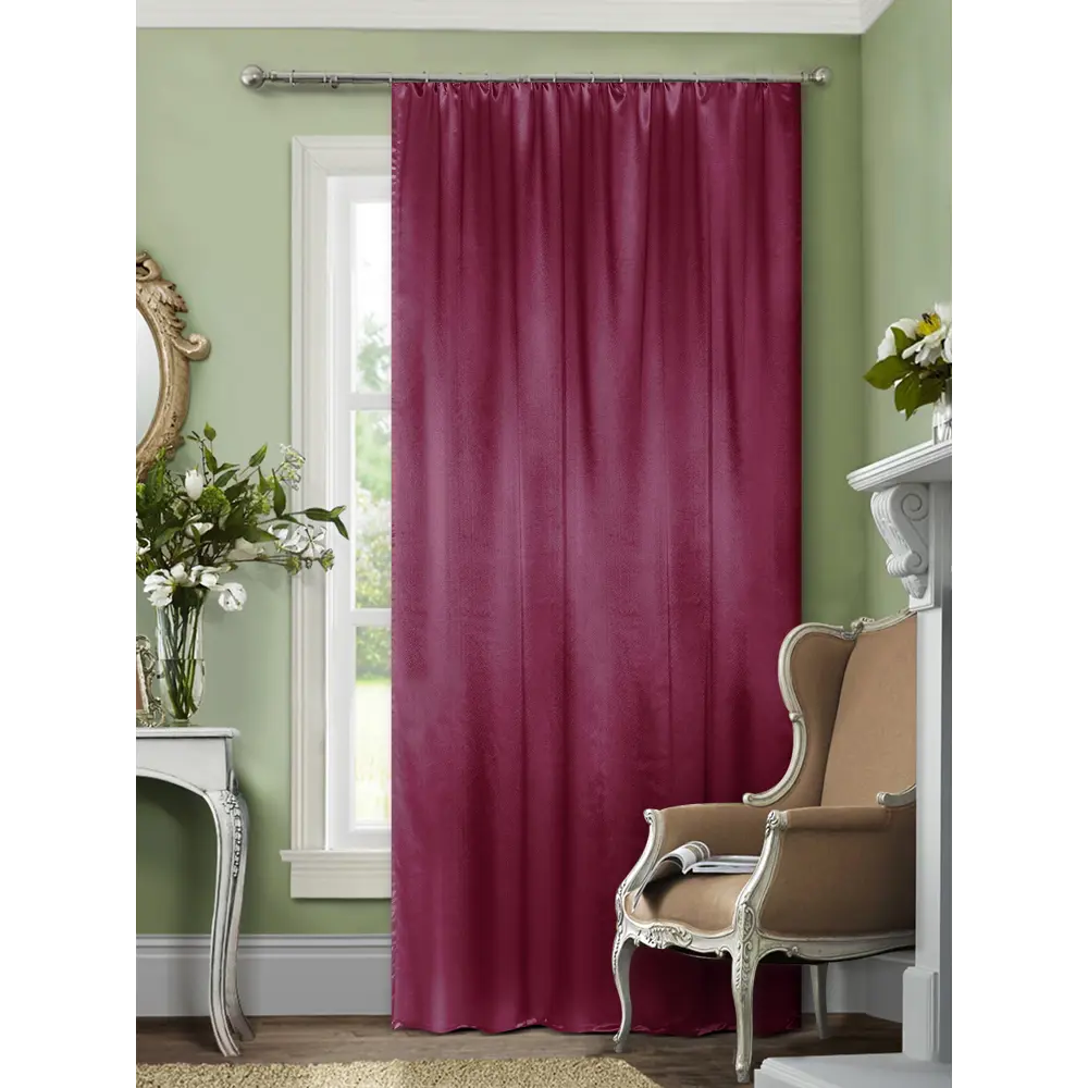 Штора на ленте «Сатин», 140х260 см, однотон, цвет красный ТОРГОВЫЙ ДОМ ТЕКСТИЛЬ STLM-2208187 - Вид №7