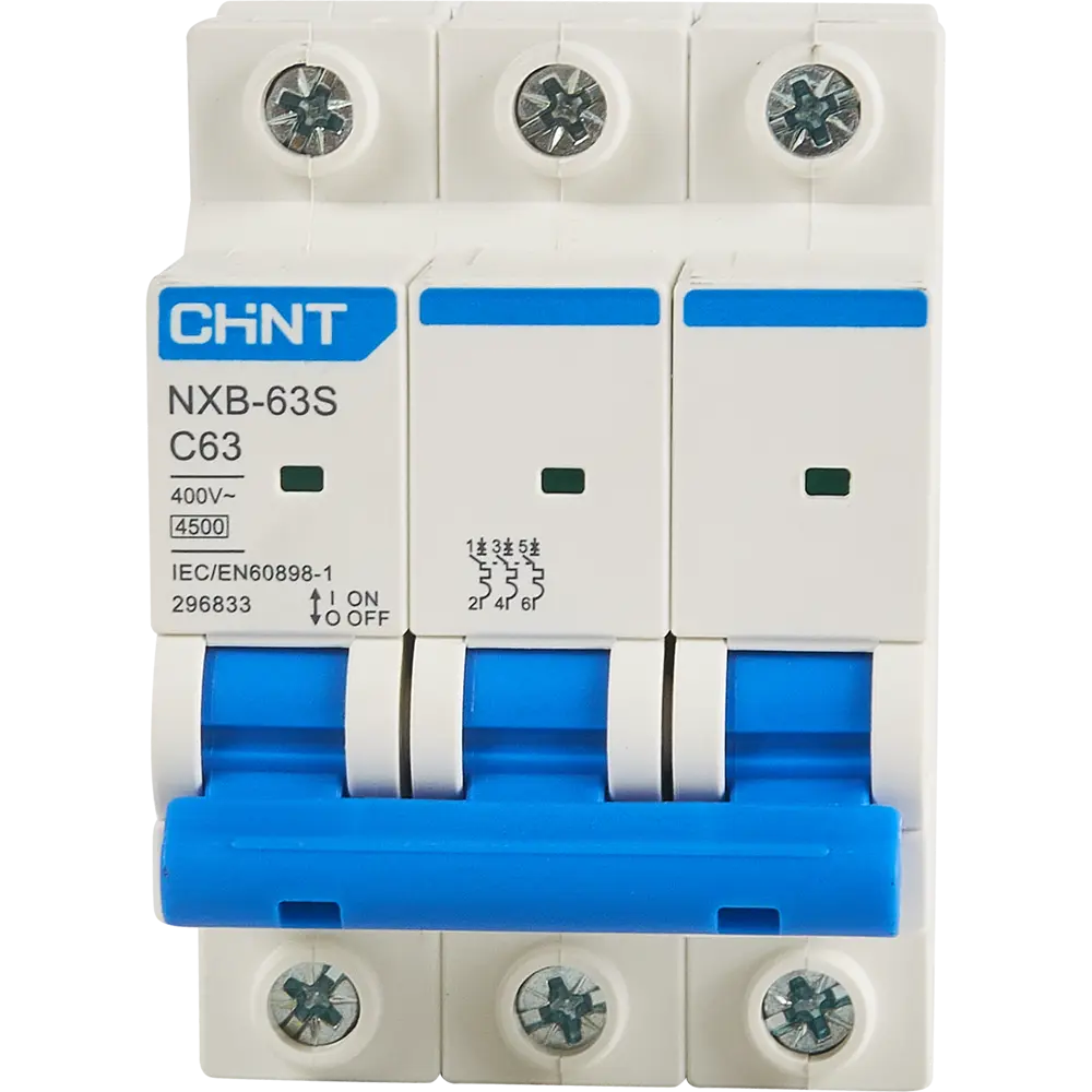 Автоматический выключатель CHINT NXB-63S 3P C63A - защита от перегрузок и КЗ 85334585 STLM-0061722 - Вид №1