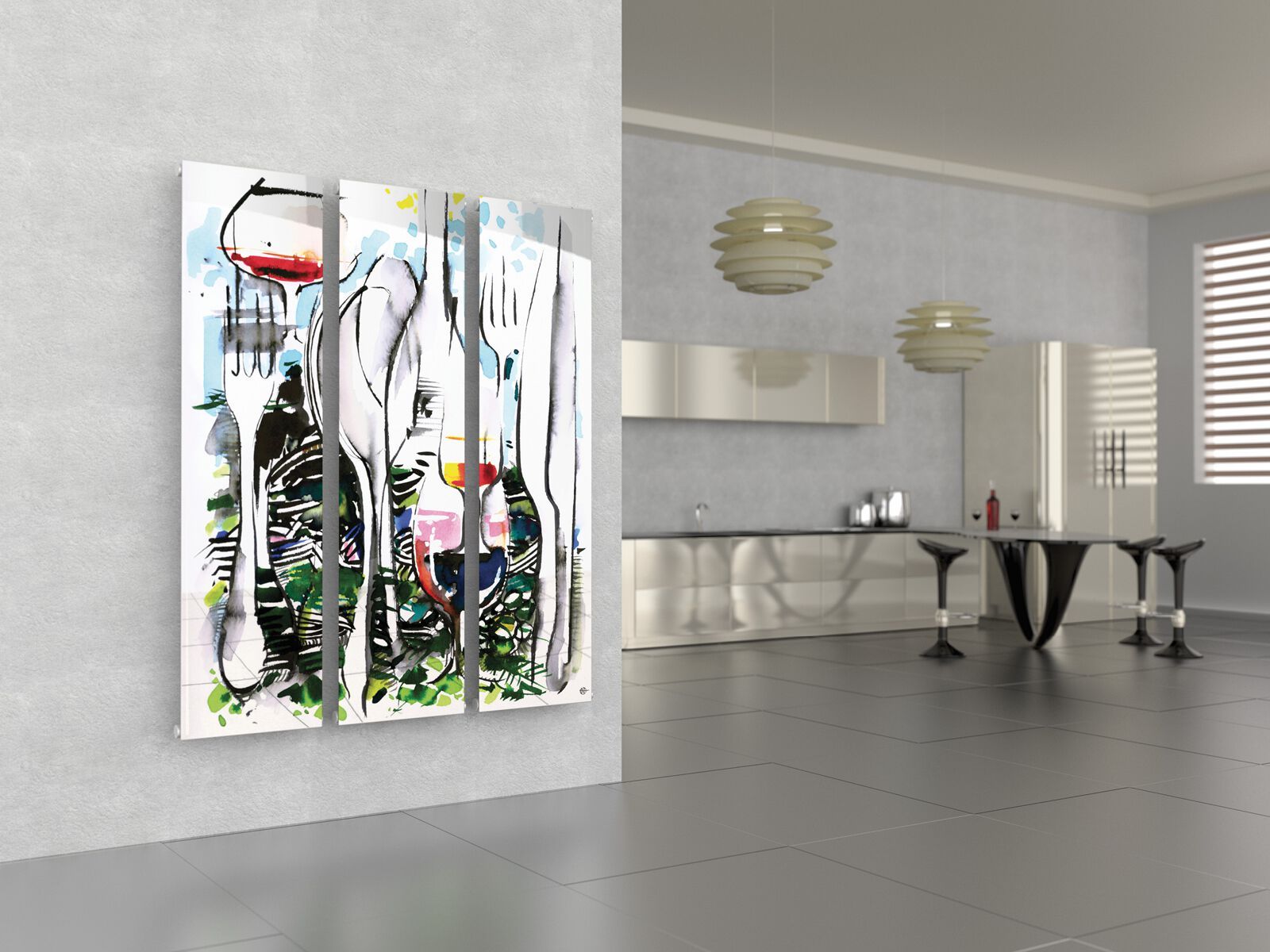 Углеродистая сталь вертикальная панель полотенцесушитель Cordivari Design Graphic Picture ARCH-00076319 - Вид №1