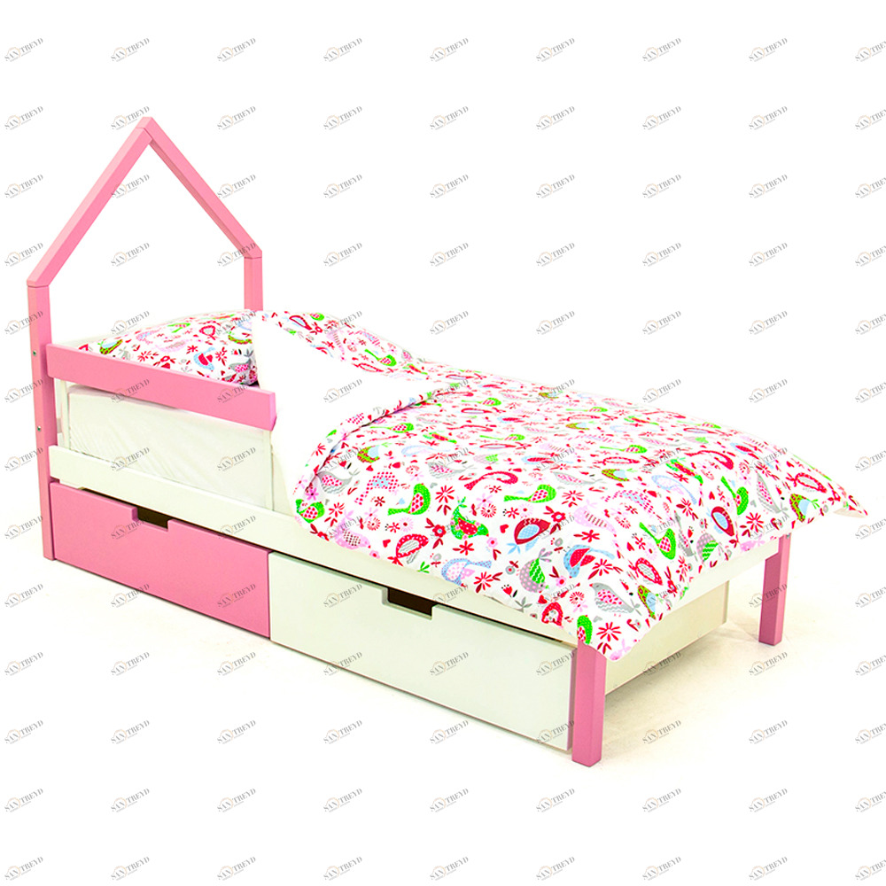 Детская кровать-домик мини Svogen лаванда, белая БЕЛЬМАРКО  326844 Белый;розовый Santreyd 