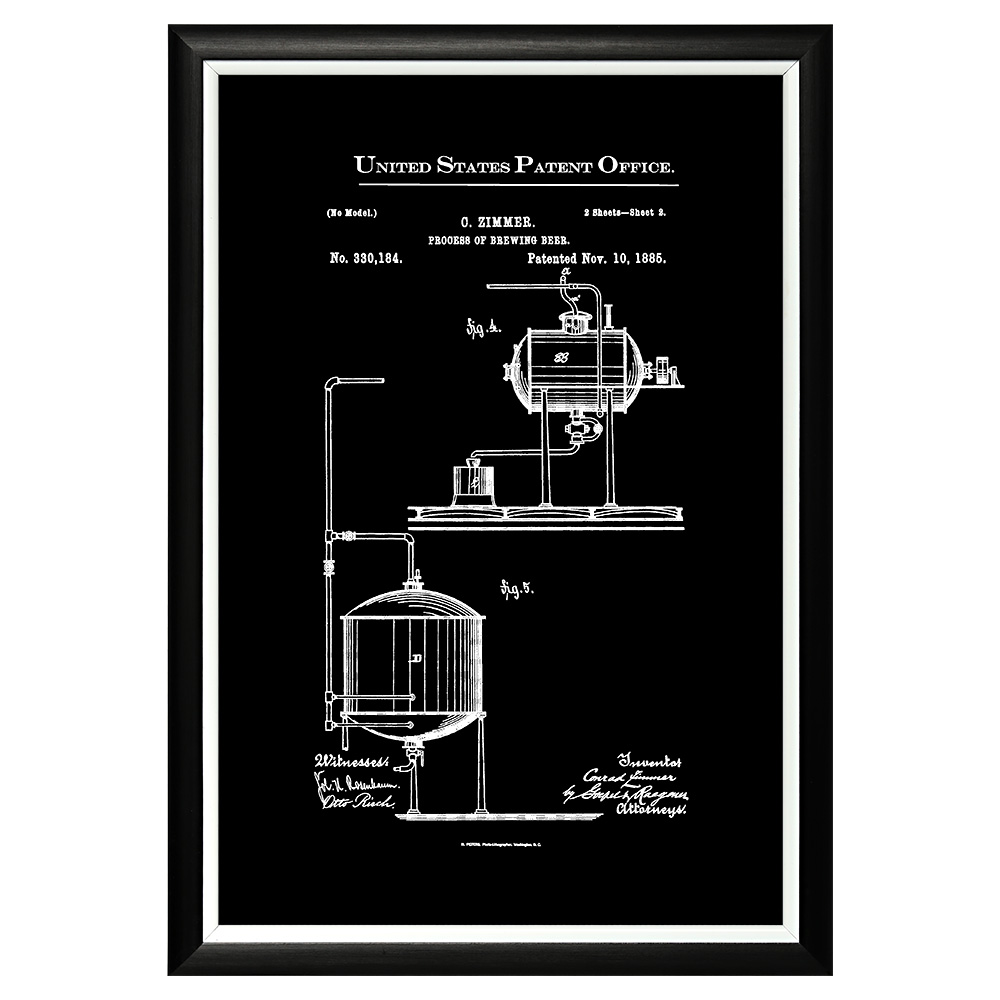 896519420_1818 Арт-постер «Патент Циммера на цикл пивоварения» Object Desire 