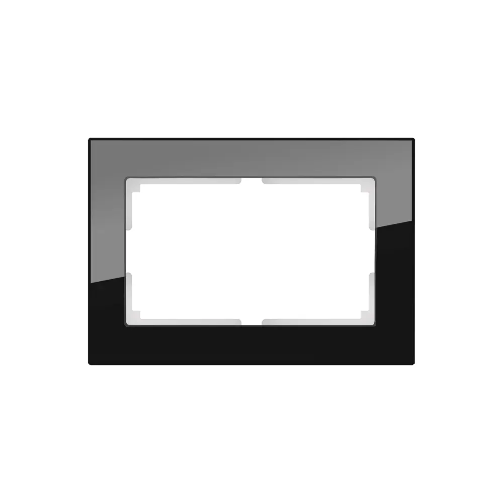 Рамка для розеток и выключателей Werkel Favorit 2 поста цвет черное стекло STLM-2128913 - Вид №1