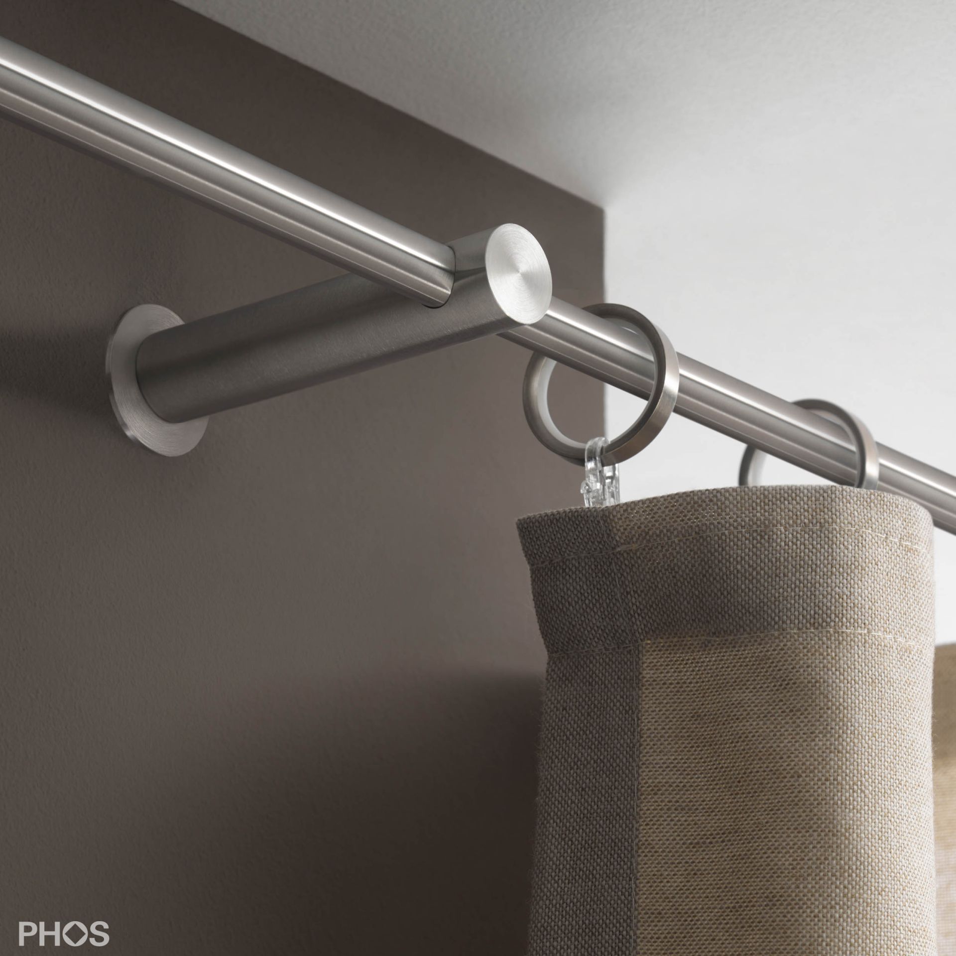 VS20-100E3200 Комплект карнизов: 320 см с 2 концевыми кронштейнами и 1 кронштейном в качестве центральной опоры (среднее расстояние от стены) PHOS  - Вид №2