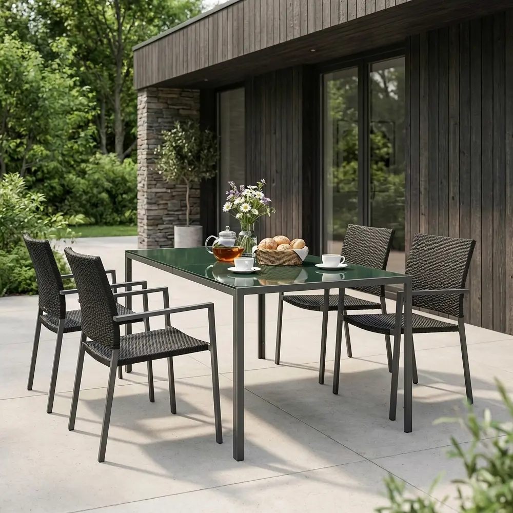 Садовый стол нераздвижной BEGINIA Tomari 150x80x73 см сталь темно-зеленый STLM-2146918 - Вид №14