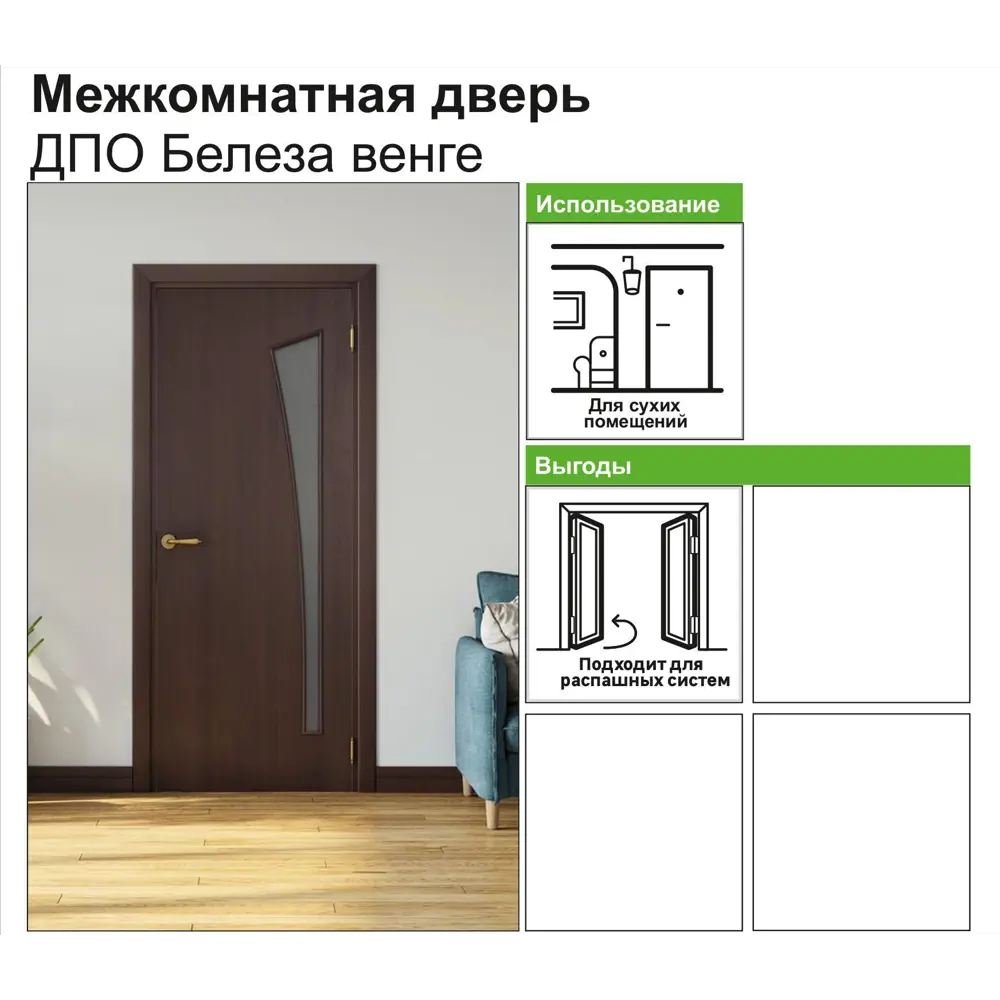 Дверь межкомнатная остеклённая ламинированная Белеза 80x200 см цвет венге 81933671 STLM-2064624 КРАСНОДЕРЕВЩИК  - Вид №5