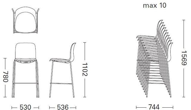 Howe Высокий табурет со встроенной подушкой со спинкой Sixe sun-id-1352148 - Вид №5
