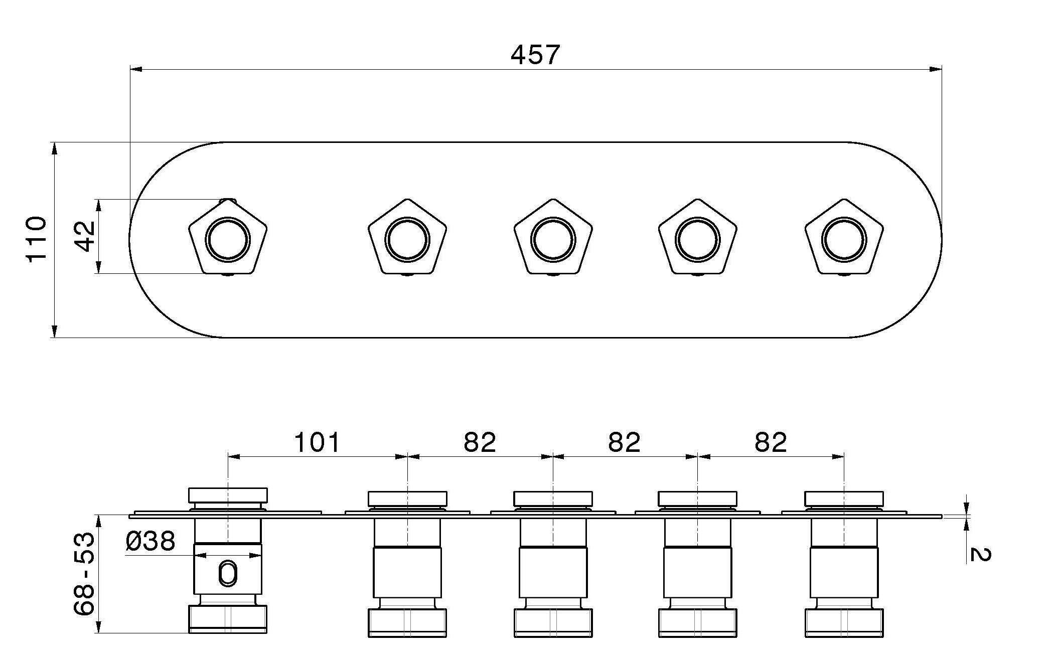 Термостатический смеситель для душа с 5 отверстиями Newform многофункциональные термостаты с 4 выходами ARCH-00032371 - Вид №2
