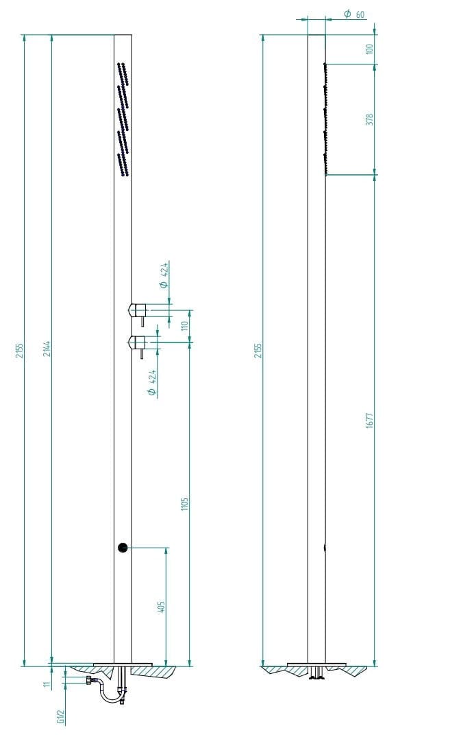 Открытый душ из нержавеющей стали Zazzeri Z316 MONO ARCH-00119018 - Вид №2