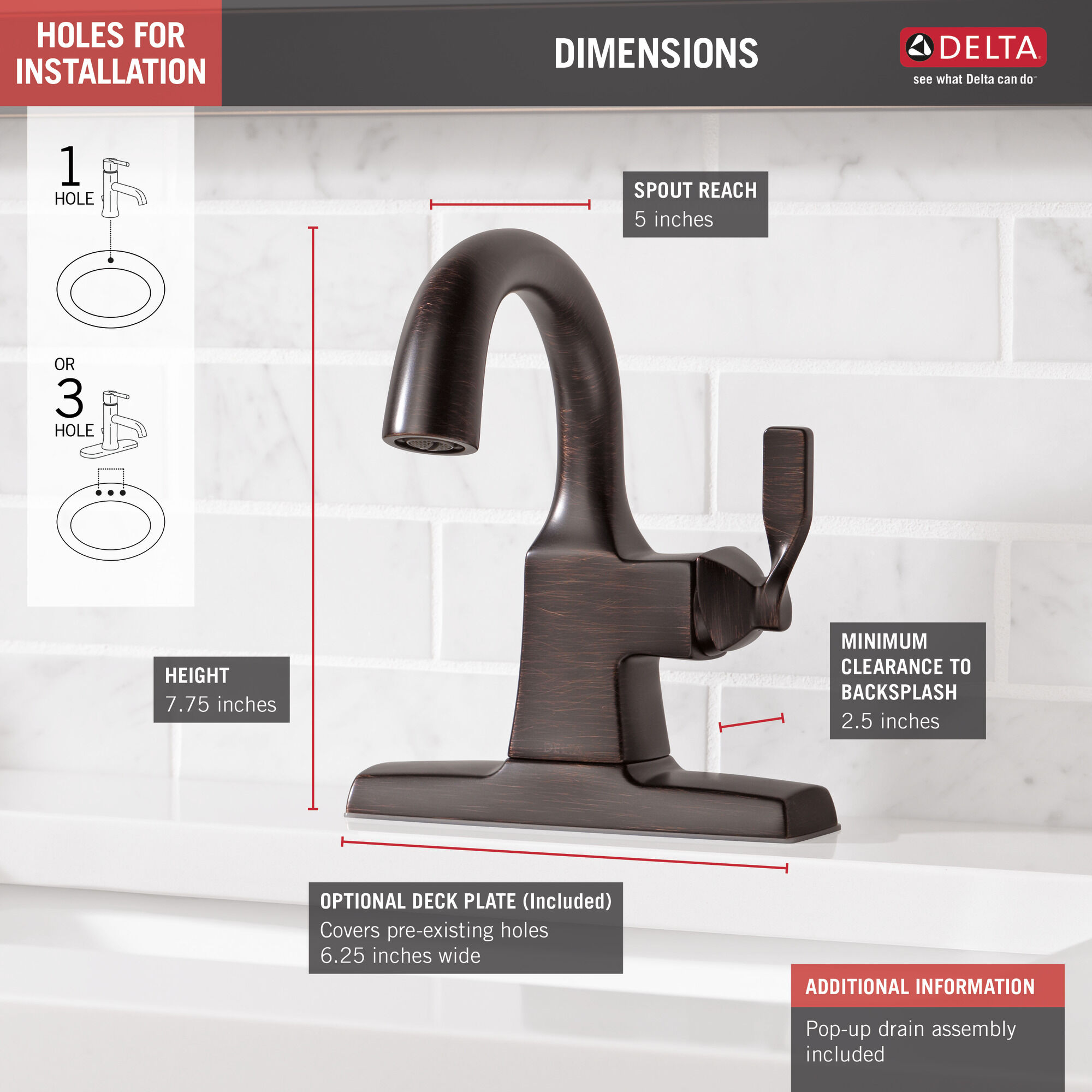 15766LF-RB Смеситель для ванной с одной ручкой Delta Faucet Delta Венецианская бронза - Вид №1