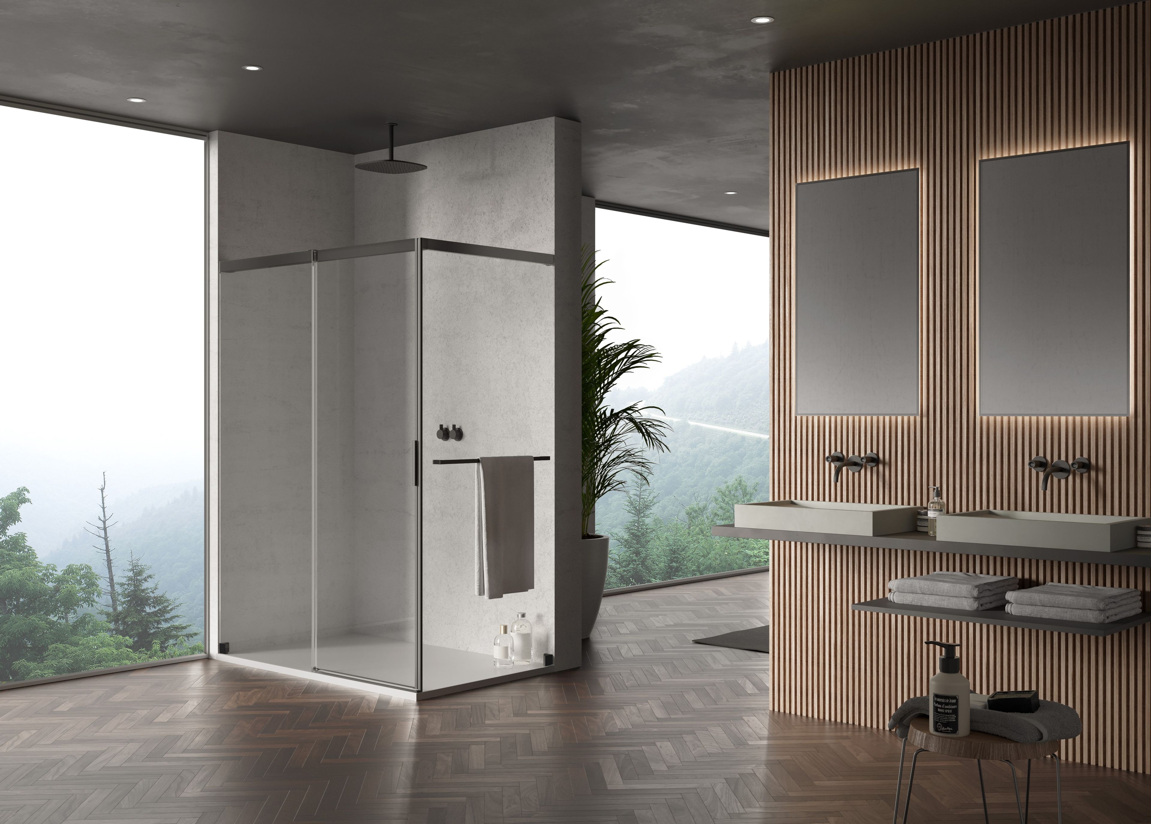 Алюминиевая и стеклянная душевая кабина с раздвижной дверью DUKA вода 5000 ARCH-00118515