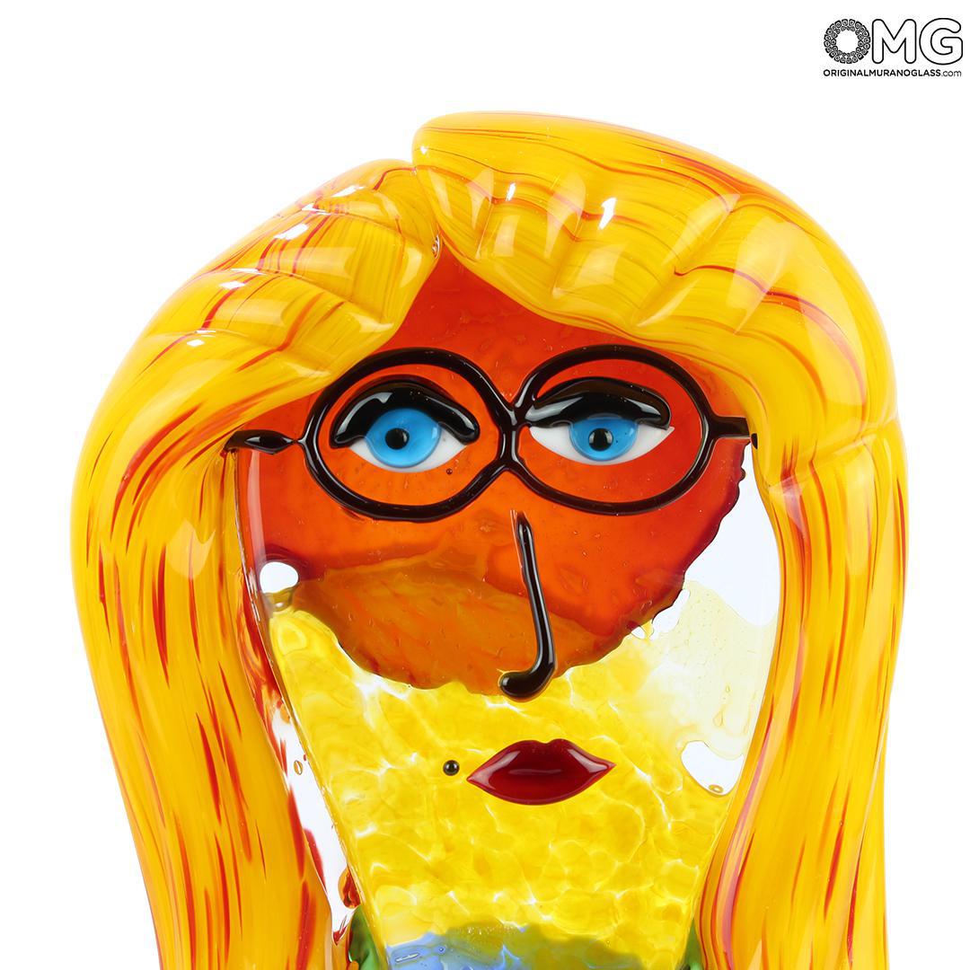4704 ORIGINALMURANOGLASS Скульптура Голова Женщины - Pop Art - Original Murano Glass OMG 23 см PICASSO - Вид №1