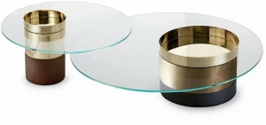 Gallotti&Radice Низкий стол из закаленного стекла и латуни Haumea