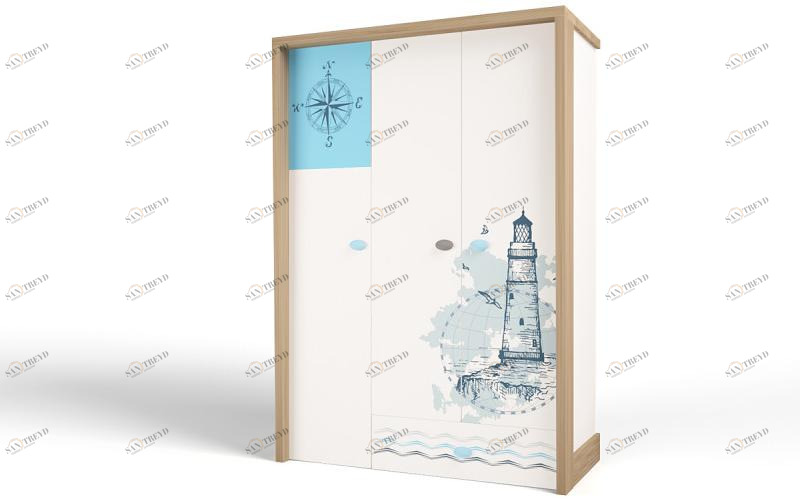 Шкаф ABC-KING 3х дверный MIX OCEAN (голубой) 4631148107656