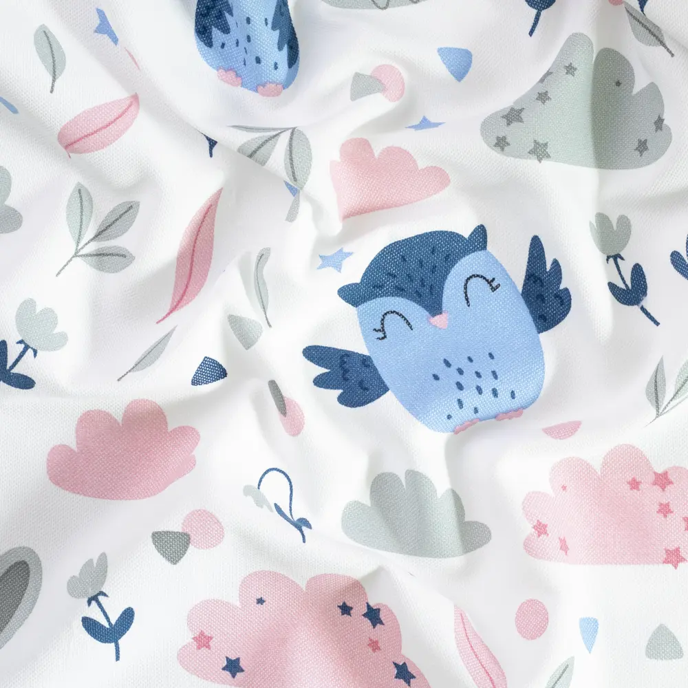 Ткань 1 м/п Совы с зайцами велюр 300 см цвет сине-серый GARDEN STLM-2182816 - Вид №1