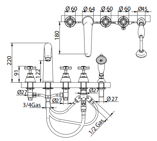 616940KK18 Смеситель Bandini Old England Santreyd - Вид №1