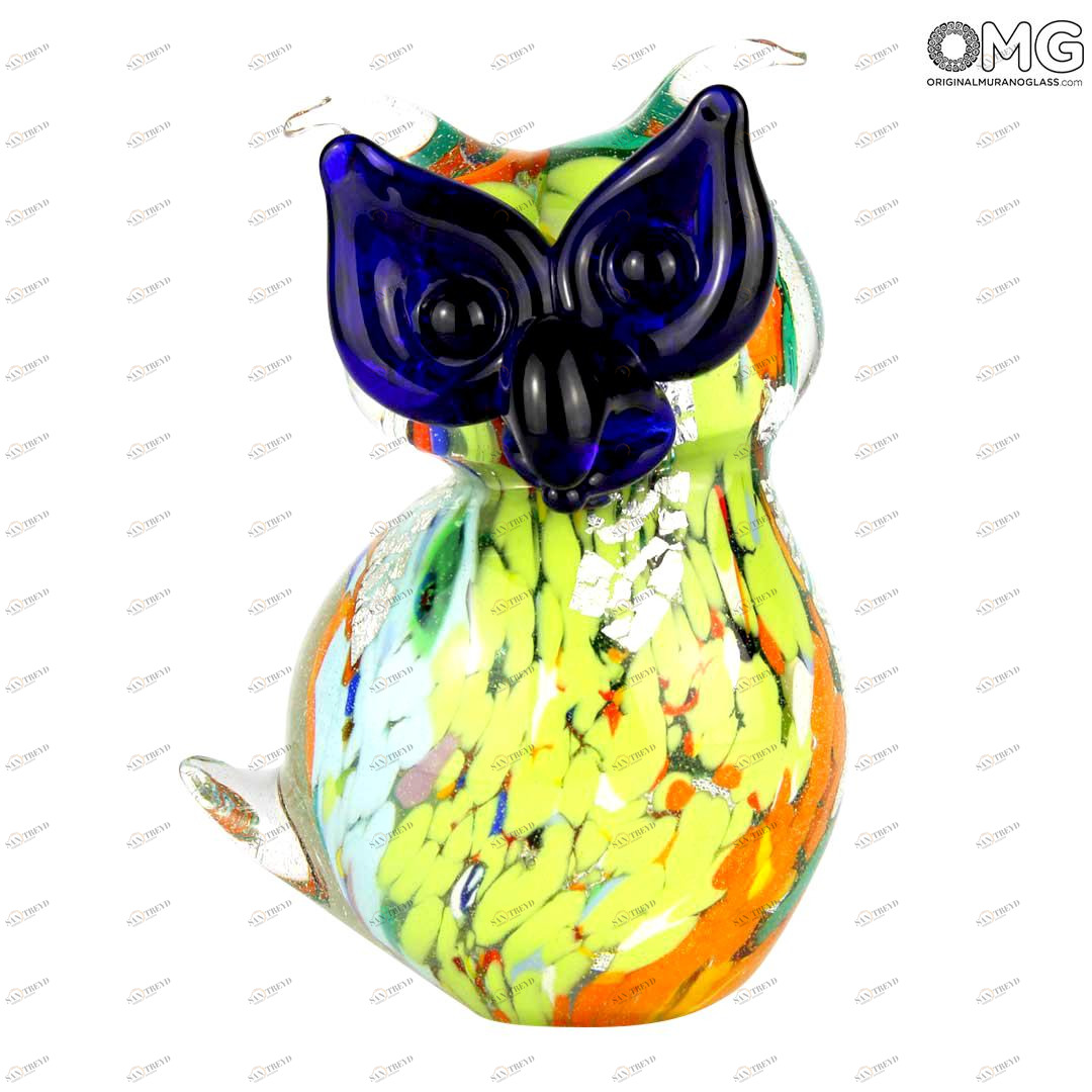 3251 ORIGINALMURANOGLASS Фигурка совы - серебро - Original Murano Glass OMG 8 см 