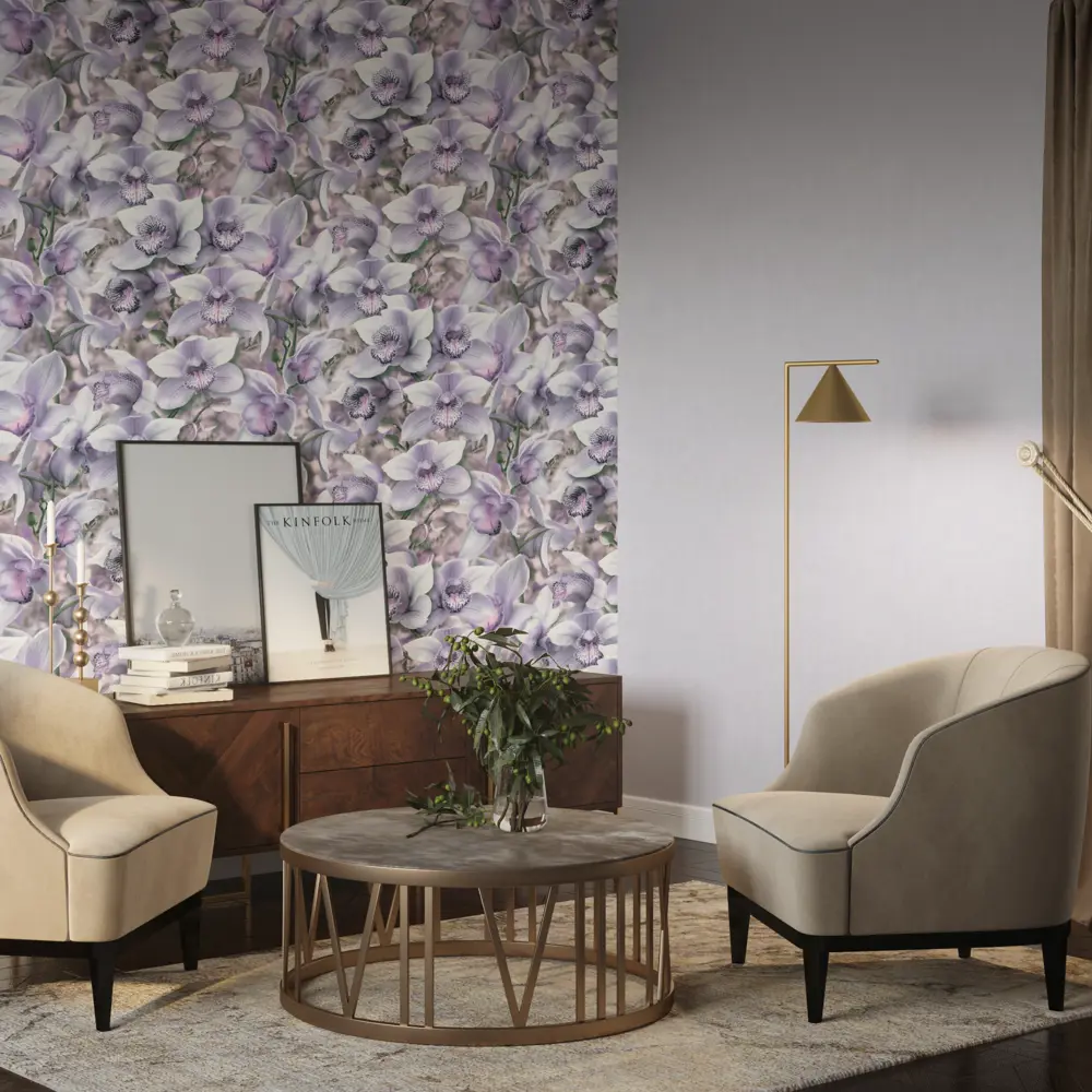 Обои флизелиновые Simple Orchidea сиреневые 1.06 м SP71836-65 Santreyd STLM-2114655 - Вид №3