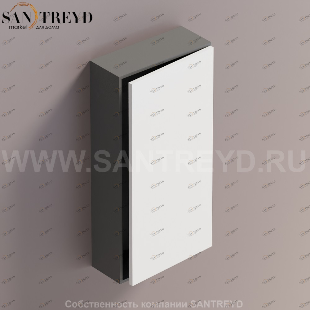 LIFT Модульный шкаф 80 см с правой дверью на доводчиках. Модули могут располагаться горизонтально и вертикально. Отделка: темно-серая краска и белая краска. AMOB052LZLGDX Agape