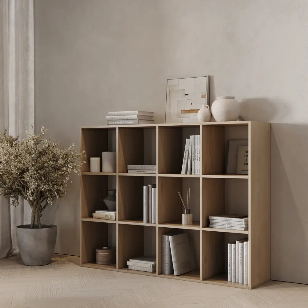 Стеллаж Spaceo KUB 12 секций 139.2x104.9x31.7 см ЛДСП цвет гикори джексон 82731873 STLM-2091378 