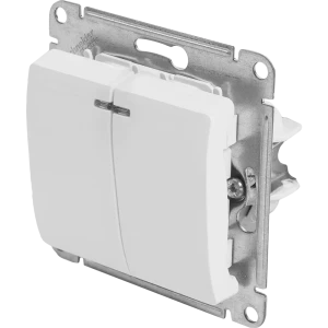 Выключатель проходной встраиваемый Systeme Electric Glossa СХ5А 2 клавиши с подсветкой цвет молочный 84730735 STLM-2208923