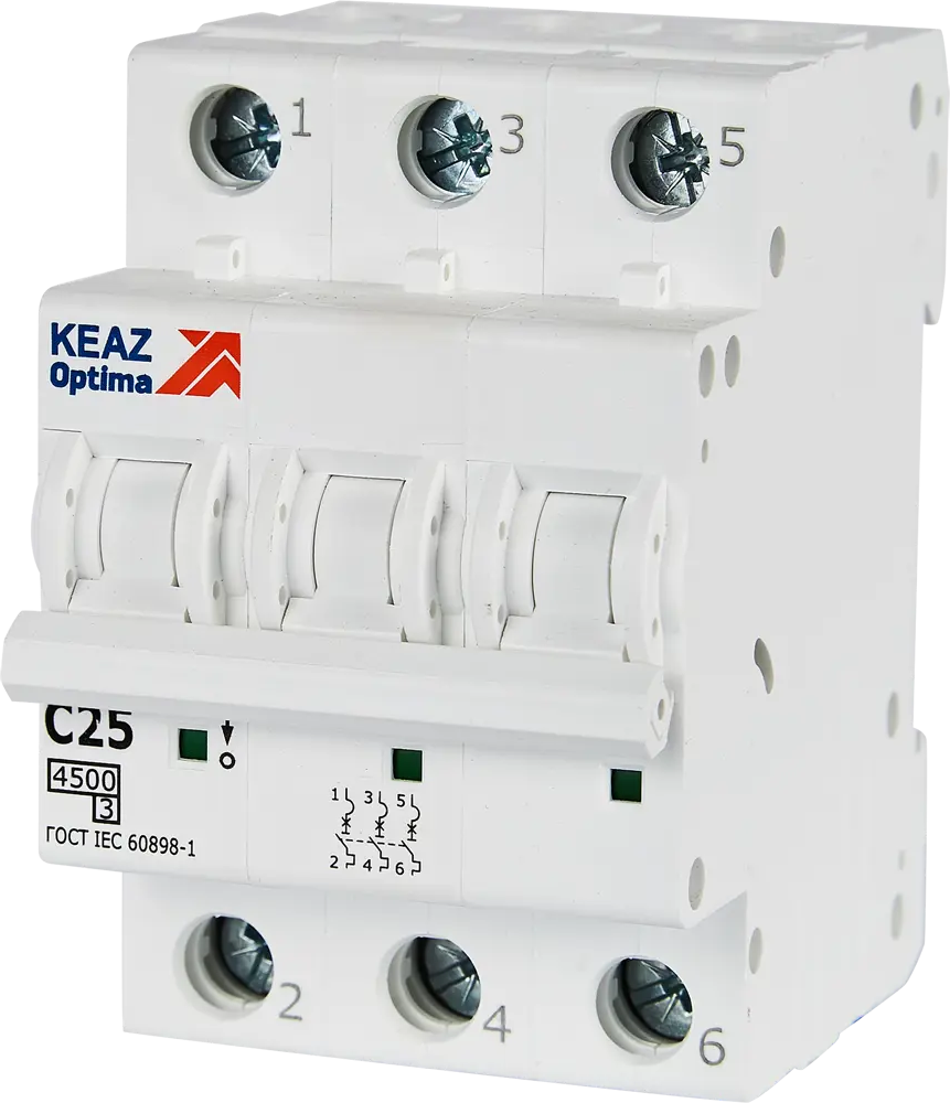 Автоматический выключатель КЭАЗ Opti Din BM63 3P 25А для надежной защиты электросети 89206645