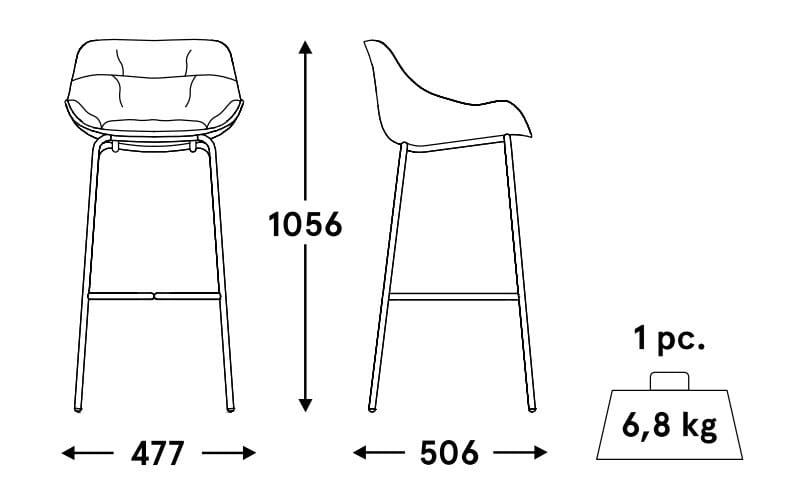 Высокий стул с тканевой подкладкой MDD Baltic ARCH-00071413 - Вид №9