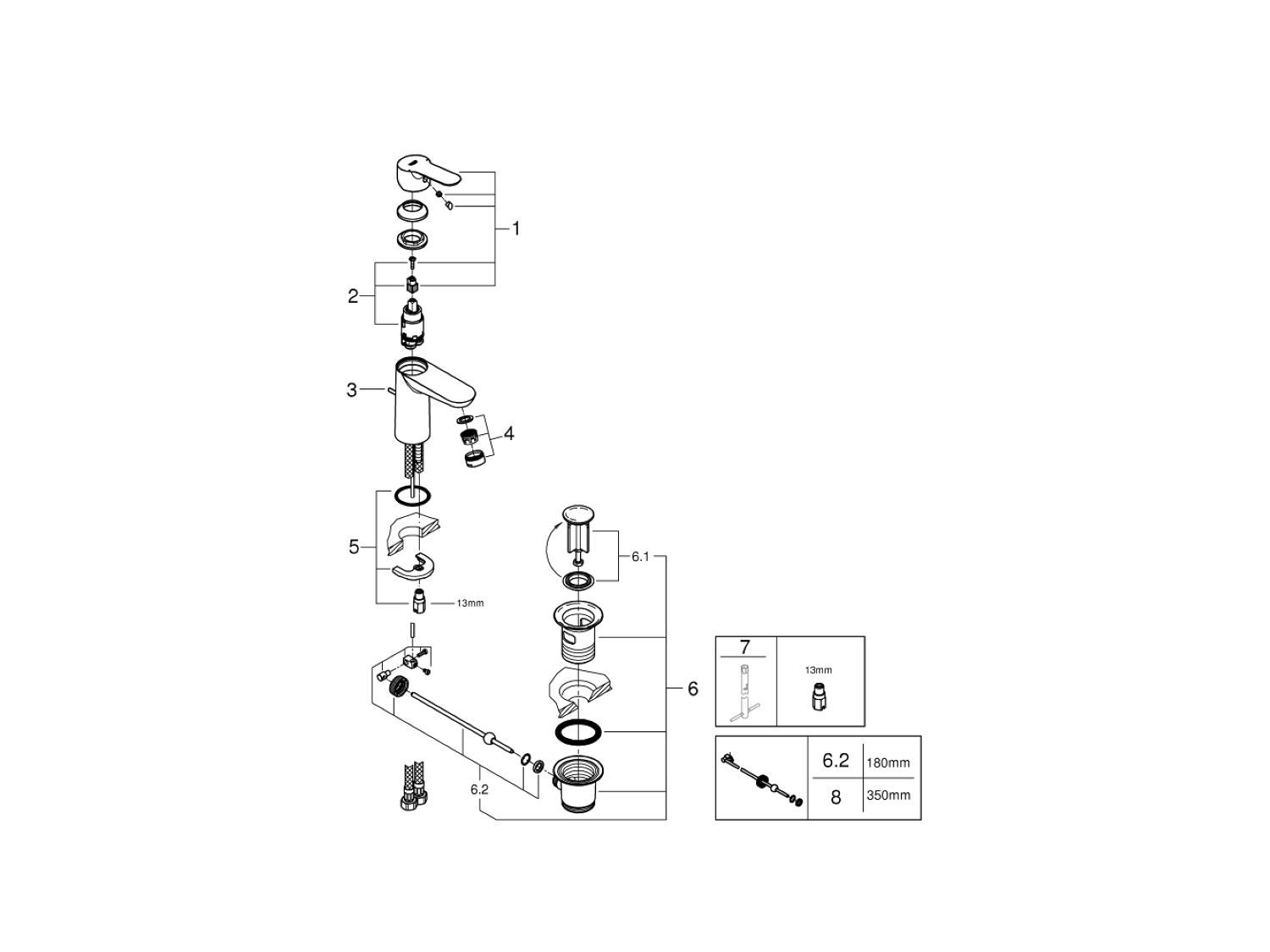 Однорычажный смеситель для раковины Grohe BauEdge ARCH-00077108 - Вид №2
