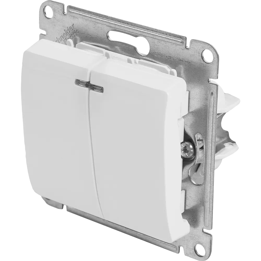 Выключатель проходной встраиваемый Systeme Electric Glossa СХ5А 2 клавиши с подсветкой цвет молочный STLM-2208923