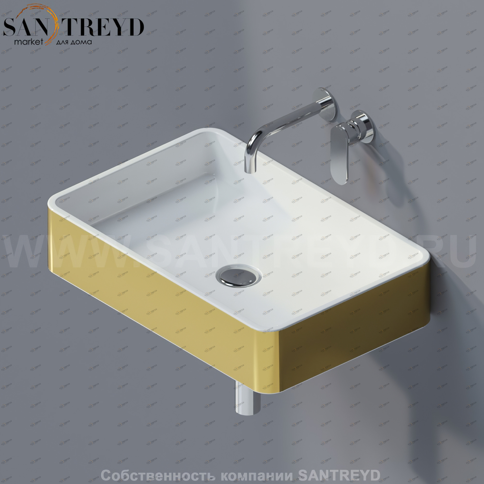 MWL60GOLD Подвесная раковина настенная прямоугольная Ceramica Flaminia Miniwash золотая