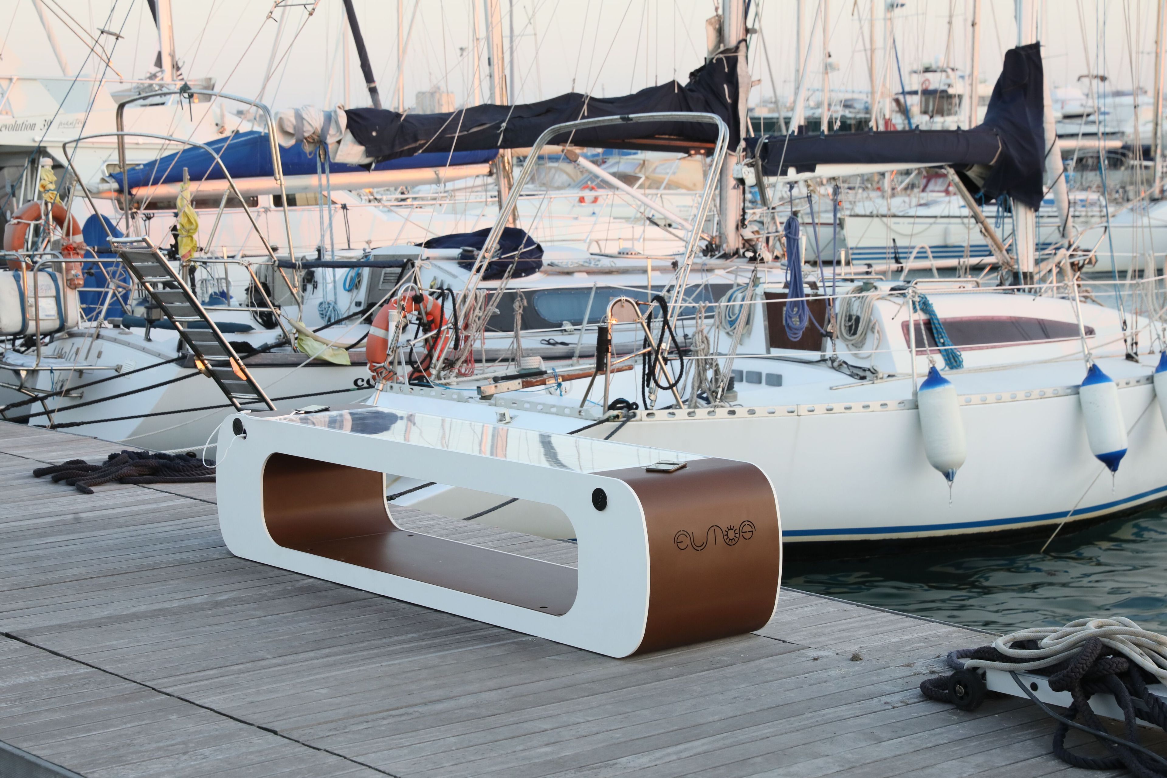 Стальная скамья без спинки с USB-разъемом со встроенным освещением CITYSì ELIOS ARCH-00072477 - Вид №11