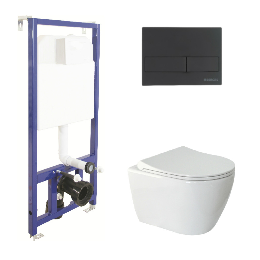 042215 Подвесной унитаз настенный Черный BERGES  Турция 