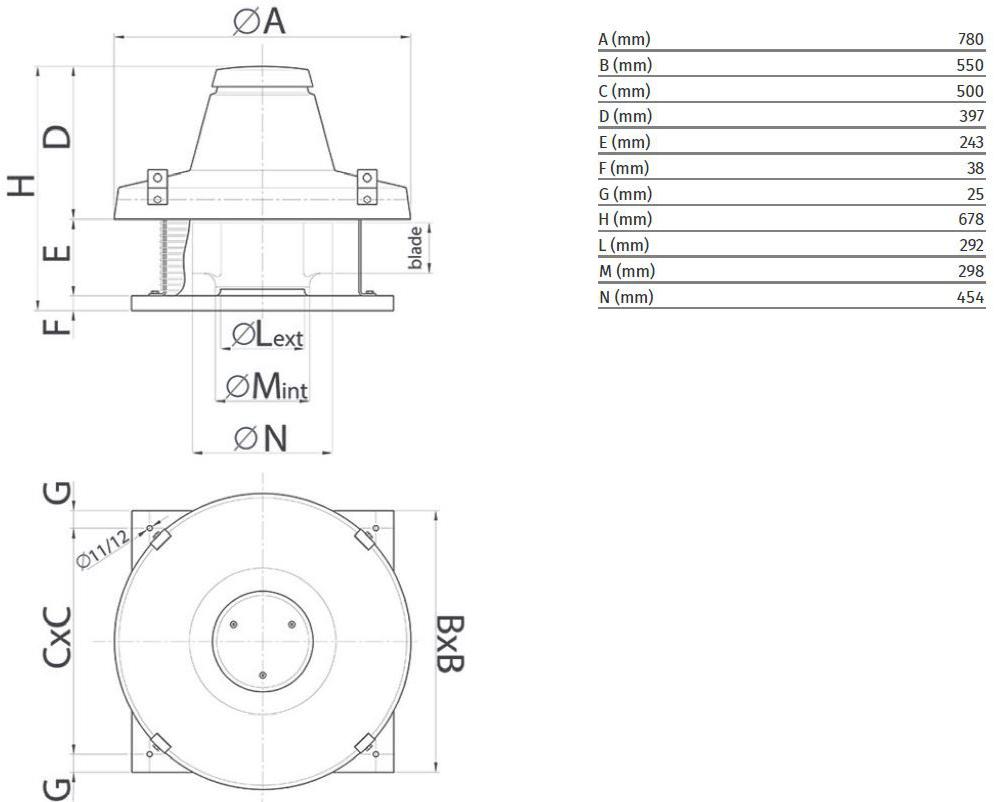 Vortice Центробежный крышный вентилятор для удаления горячего дыма Torrette tr-ed 15048 - Вид №1