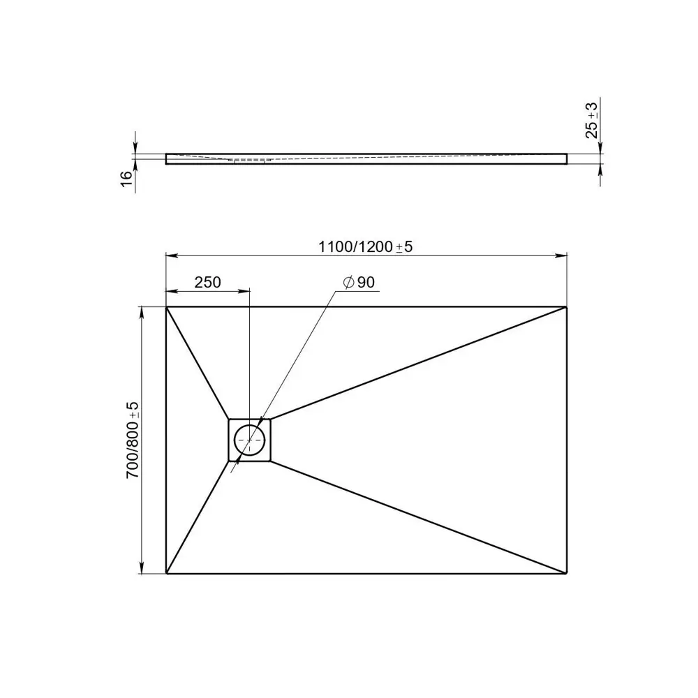 Душевой поддон Keram литьевой мрамор 120x80 см цвет грей Santreyd Essentia STLM-2190862 - Вид №5