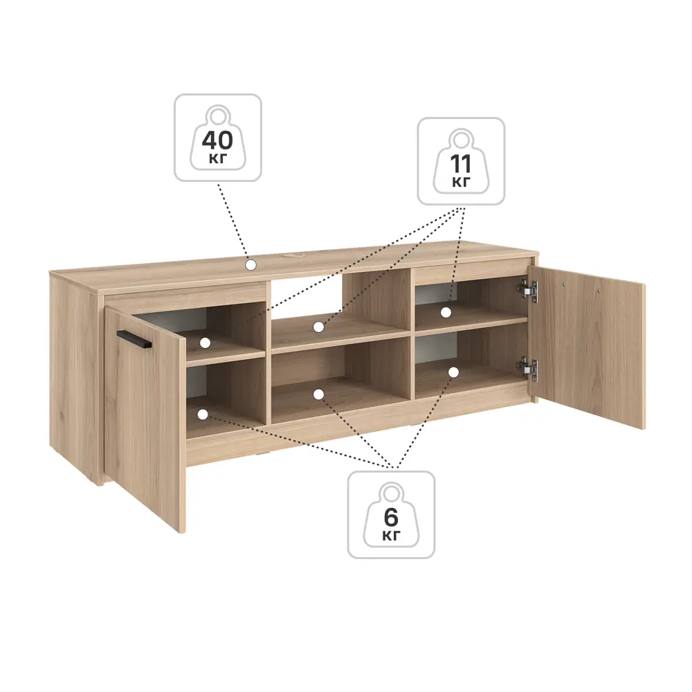 Тумба под телевизор Лион 150x50x41.6 см ЛДСП цвет дуб комано Santreyd STLM-2030773 - Вид №4