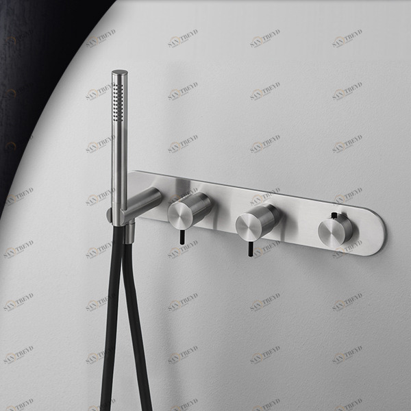 Смеситель для душа матовая сталь с черной ручкой Toki Radomonte TKI51SCIL22