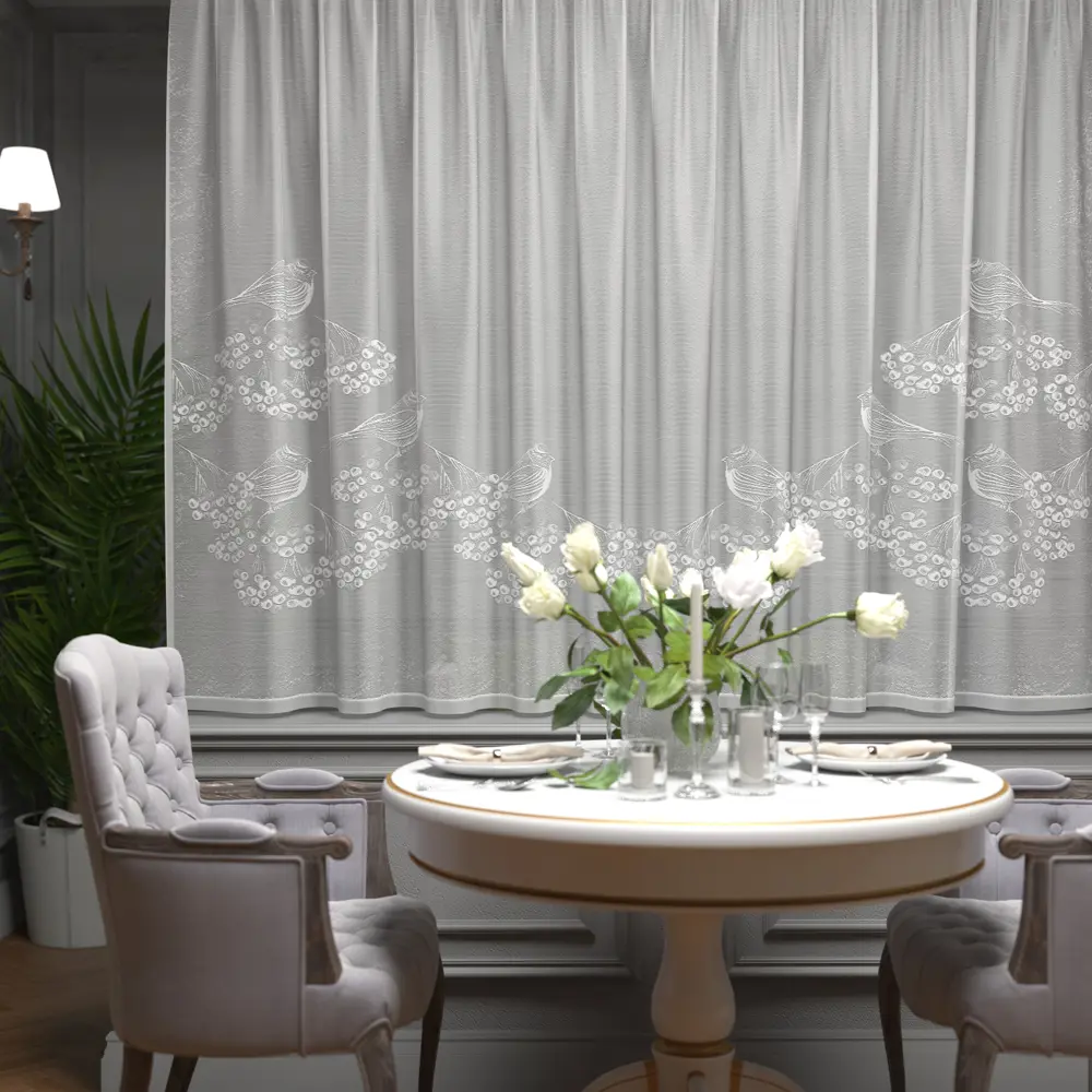 Тюль для кухни "Снегири" 200x165 см цвет белый Santreyd STLM-2148377 - Вид №6