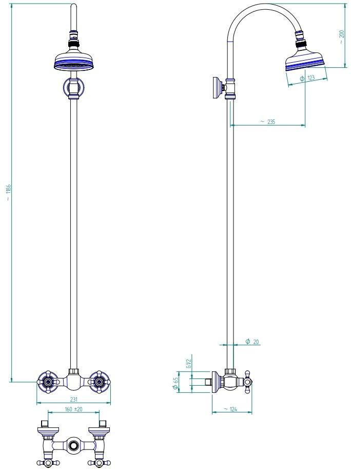 ZAZZERI Настенная душевая стойка с душевой лейкой Mille sun-id-1445973 - Вид №2