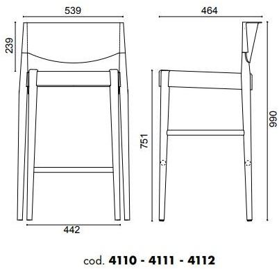 ALMA DESIGN Барный стул из бука и полипропилена с подставкой для ног Virna sun-id-1459919 - Вид №3