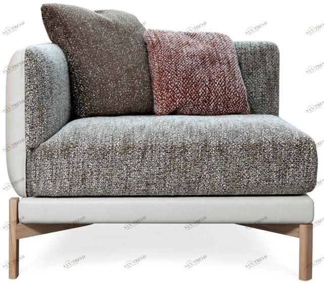 Duvivier Canapés Угловое кресло из кожи и ткани с подлокотниками Jules sun-id-1421748