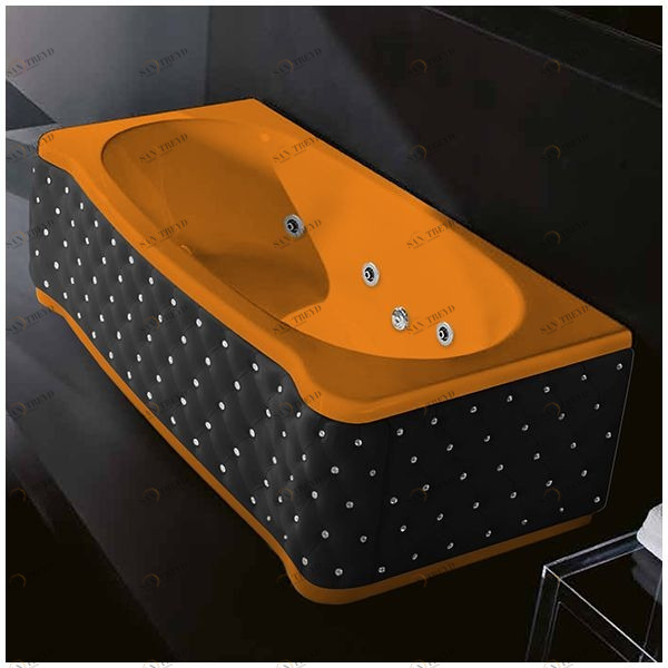 Ванна Gruppo treesse New Classic Young STD-V6747-SX-KCS-O оранжевая с гидромассажем прямоугольная левая чёрная кожа кристаллы сваровски STDV6747SXKCSO