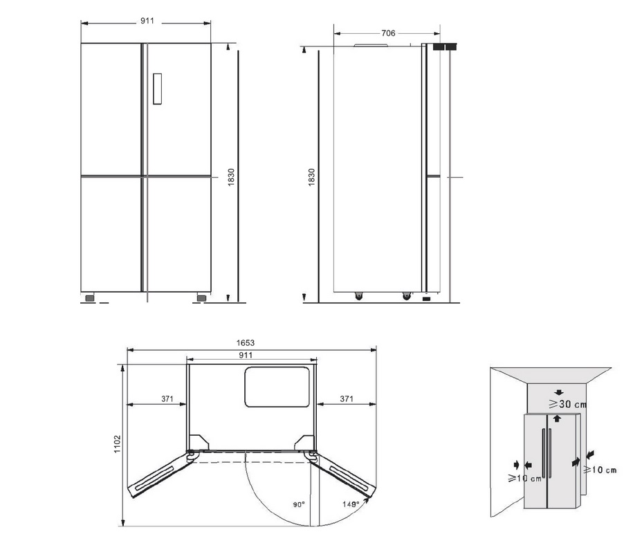 8146597 Холодильник многодверный   GiNZZU NFK-575 золотистый STDN-0065950 - Вид №5