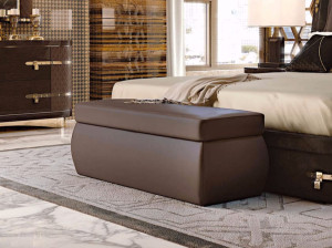 Кожаный прямоугольный пуф