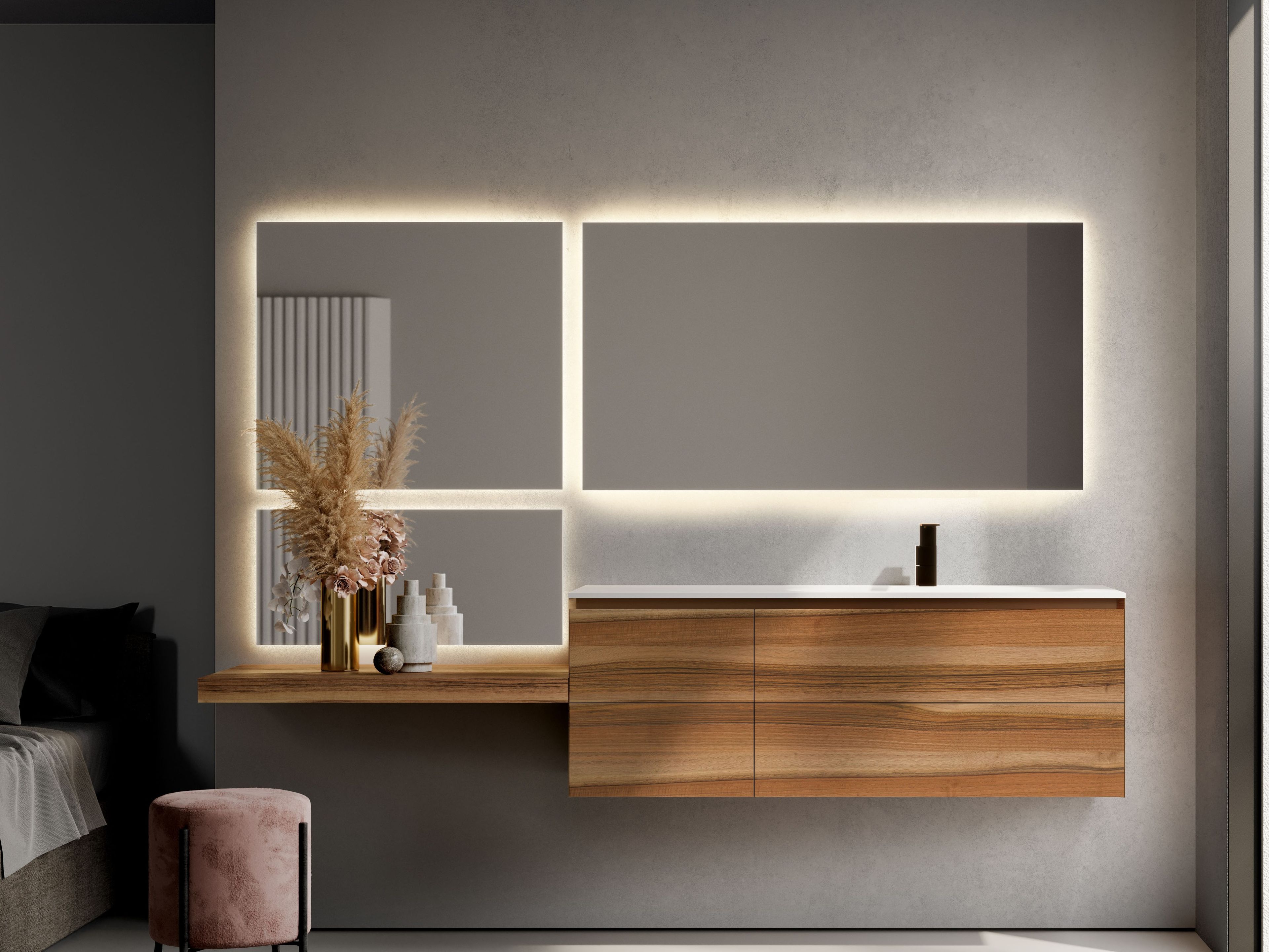 Шкаф для раковины из орехового дерева с ящиками Ideagroup Cubik ARCH-00107113 - Вид №1