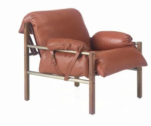 BassamFellows Кожаное кресло Club с подлокотниками Sling Cb-570