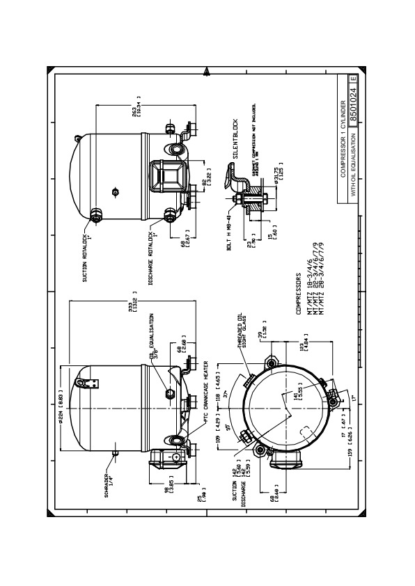 Danfoss MT/MTZ — Герметичные поршневые компрессоры MT80-4V Компрессор MT80-4VI  - Вид №15