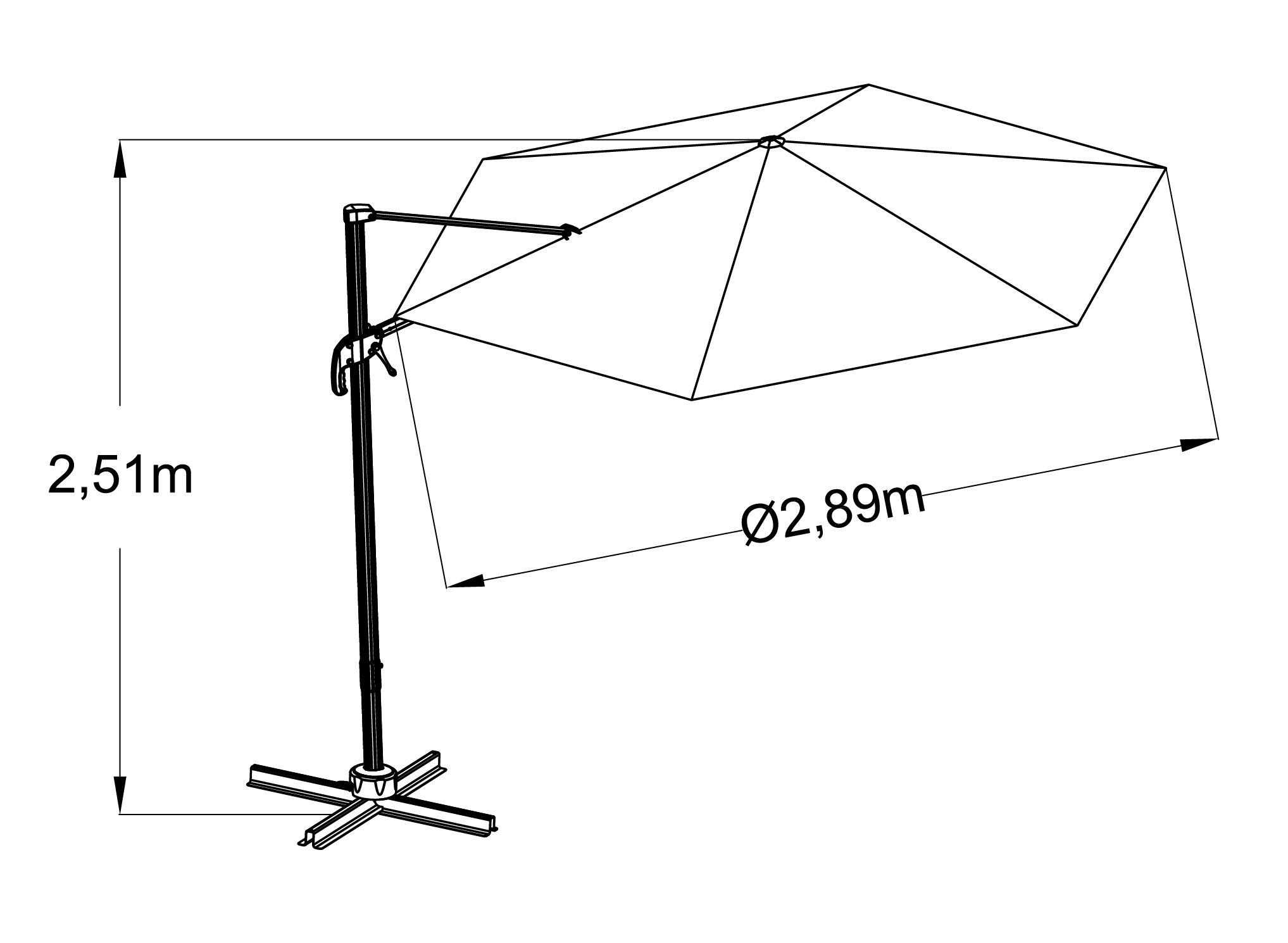Садовый зонт NATERIAL Sinae с регулируемым наклоном, желтый 82232803 STLM-0022475 - Вид №4