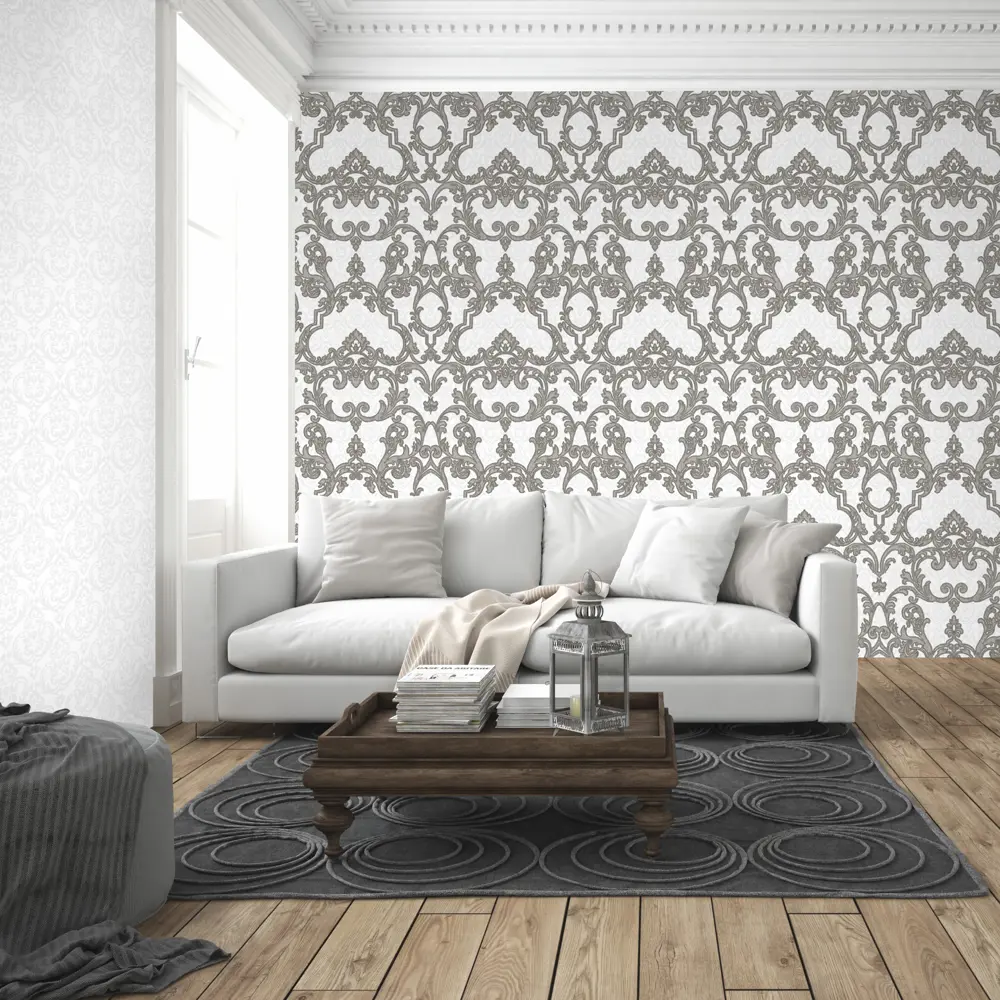 Обои флизелиновые 1,06х10 м цвет белый ED3751-6 81961304 STLM-2174381 EURO DECOR Chambord - Вид №4