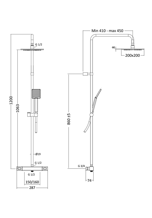 1381645 Полная Душевая Головка Квадратной 150Cc M 200X200Mm Hafa  Хромированный  - Вид №1