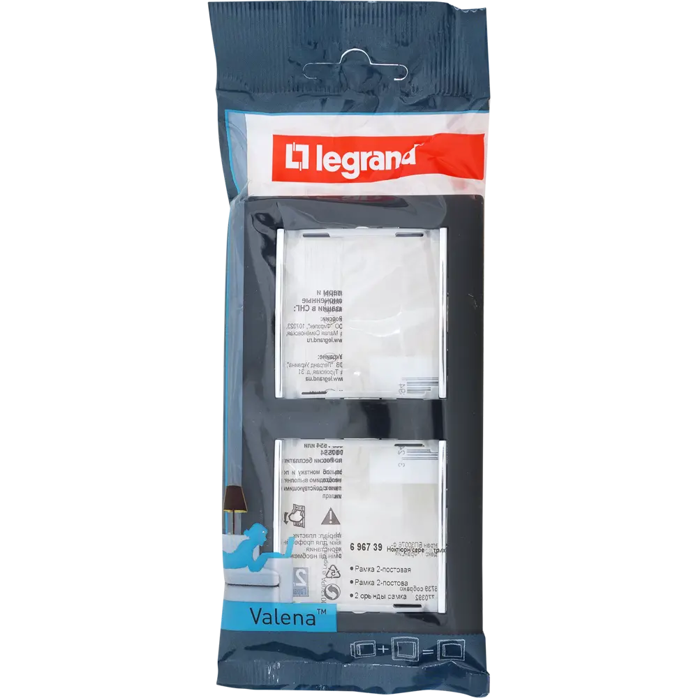 Рамка для розеток и выключателей Legrand Valena 2 поста, цвет ноктюрн/серебряный штрих STLM-2134717 - Вид №2